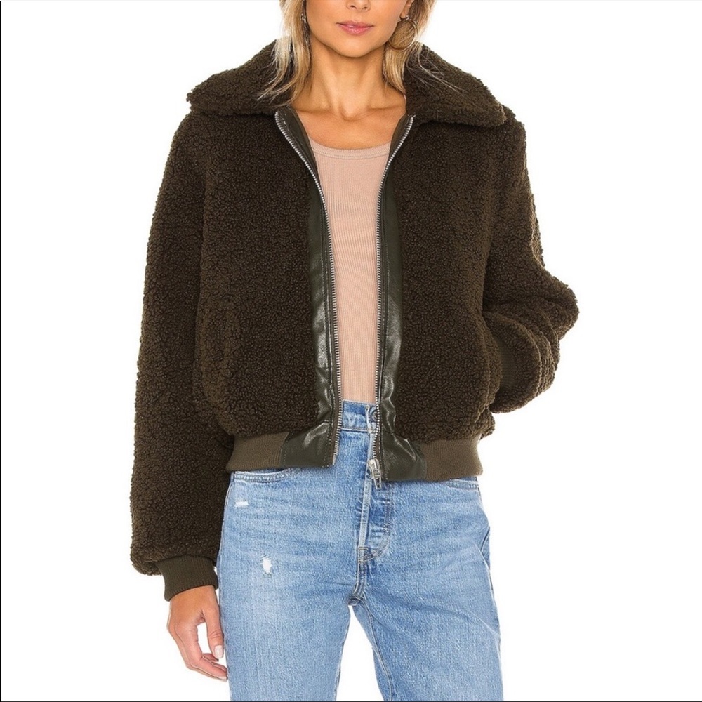 BLANKNYC Teddy Zip Up cropped Jacket - size Small